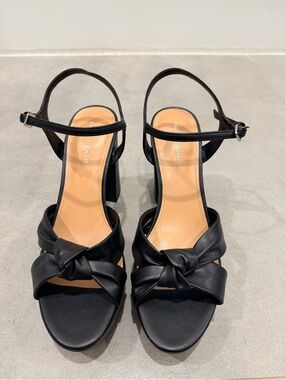 Marc Fisher Black Knot-Front Block Heel Sandals
